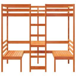 Berkfield Home Loft Bed Frame with Desk & Chairs Wax Brown 90x200cm Solid Wood Pine - Size: 90x200 cm - thumbnail 5