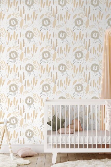 Hoopla Walls Happy Lion 10m Matt Wallpaper in Natural - image 1