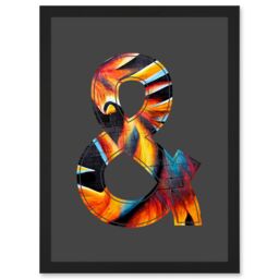 Artery8 Symbol & & Ampersand Sign Golden Bird Decorative Graffiti Mural Alphabet Initial Stencil Artwork Framed Wall Art Print A4 in Black - thumbnail 1