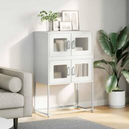 Berkfield Home Highboard White 68x39x107 cm Steel - Size: 68 x 39 x 107 cm - thumbnail 3