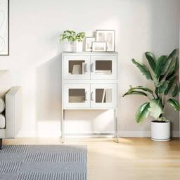 Berkfield Home Highboard White 68x39x107 cm Steel - Size: 68 x 39 x 107 cm - thumbnail 4
