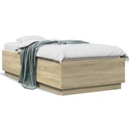 Berkfield Home Bed Frame with LED without Mattress Sonoma Oak 75x190 cm Small Single in Light Tan - thumbnail 5