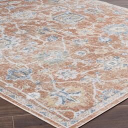 Livabliss Lilian-Washable Brown Blue Vintage Traditional Boho Living Dining Rug in Burnt Orange - Size: 120 cm x 170 cm - thumbnail 6