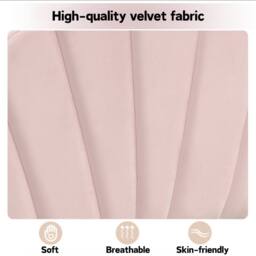Matteo Pink Velvet Double Bed - Shell Design, Golden Legs - thumbnail 8