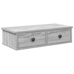 Berkfield Home Wall Shelf with Drawers Grey Sonoma 60x25x15 cm Engineered Wood - Size: 60 x 25 x 15 cm - thumbnail 3
