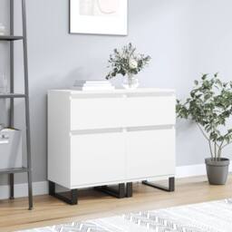 Berkfield Home Sideboards 2 pcs White 40x35x70 cm Engineered Wood - Size: 40 x 35 x 70 cm - thumbnail 2