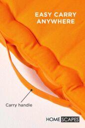Homescapes Plain Cotton Floor Cushion in Orange - Size: 40 cm x 40 cm - thumbnail 5