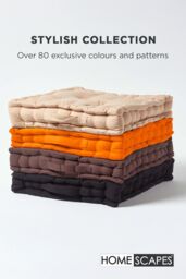 Homescapes Plain Cotton Floor Cushion in Orange - Size: 40 cm x 40 cm - thumbnail 6