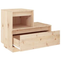 Berkfield Home Bedside Cabinet 60x34x51 cm Solid Wood Pine in Brown - Size: 60 x 34 x 51 cm - thumbnail 5