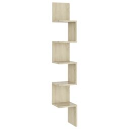 Berkfield Home Wall Corner Shelf Sonoma Oak 20x20x127.5 cm Engineered Wood in Brown - thumbnail 2