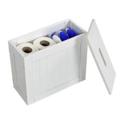 EONLION White Wooden Slimline Bathroom Storage - Size: 500mm - thumbnail 3