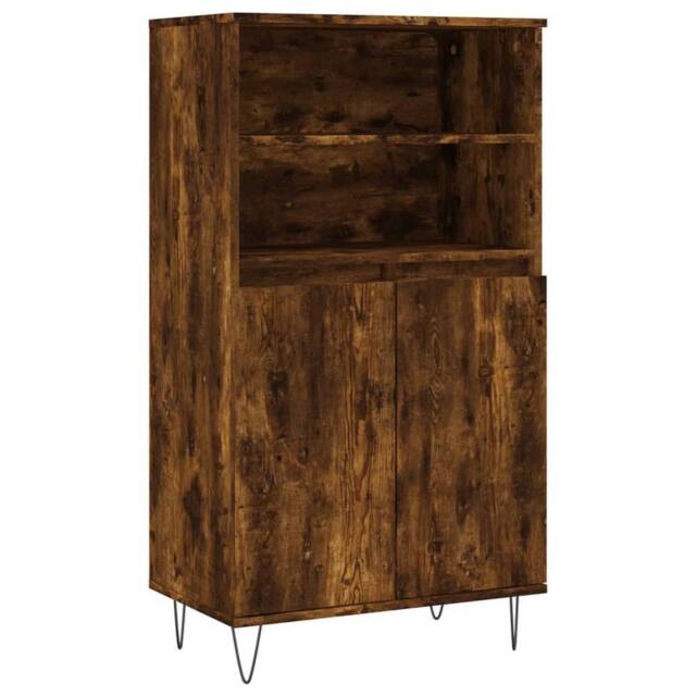Berkfield Home Highboard Smoked Oak 60x36x110 cm Engineered Wood in Brown - Size: 60 x 36 x 110 cm - image 1