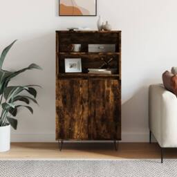 Berkfield Home Highboard Smoked Oak 60x36x110 cm Engineered Wood in Brown - Size: 60 x 36 x 110 cm - thumbnail 2