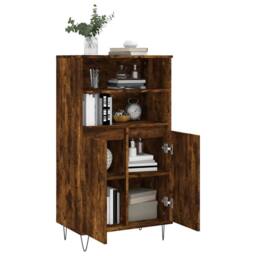 Berkfield Home Highboard Smoked Oak 60x36x110 cm Engineered Wood in Brown - Size: 60 x 36 x 110 cm - thumbnail 4