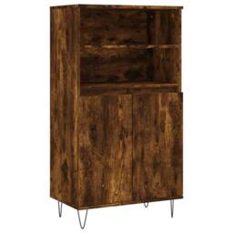 Berkfield Home Highboard Smoked Oak 60x36x110 cm Engineered Wood in Brown - Size: 60 x 36 x 110 cm - thumbnail 1