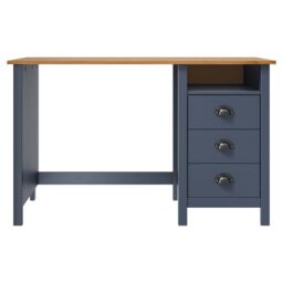 Berkfield Home Desk Hill with 3 Drawers Grey 120x50x74 cm Solid Pine Wood - Size: 120 x 50 x 74 cm - thumbnail 2