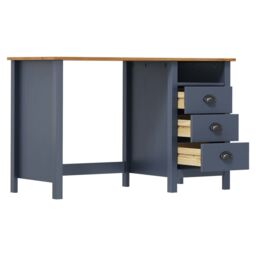 Berkfield Home Desk Hill with 3 Drawers Grey 120x50x74 cm Solid Pine Wood - Size: 120 x 50 x 74 cm - thumbnail 3