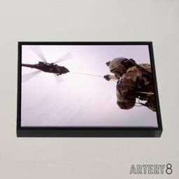 "Artery8 Military Afghan Army UH 60 Hawk Helicopter Framed Canvas Wall Art Print in Grey - Size: W12"" x H16""" - thumbnail 2