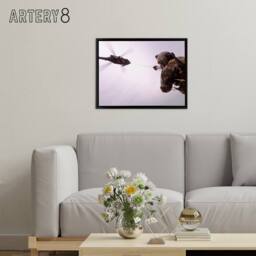 "Artery8 Military Afghan Army UH 60 Hawk Helicopter Framed Canvas Wall Art Print in Grey - Size: W12"" x H16""" - thumbnail 3