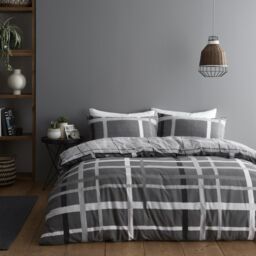 GAVENO CAVAILIA Happy Daze Stripe Printed Duvet Cover in Grey - Size: King - thumbnail 1