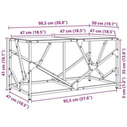 Berkfield Home Coffee Table with Transparent Glass Top 98.5x50x41 cm Steel - thumbnail 9