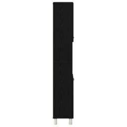 Berkfield Home Black Oak Bathroom Cabinet - 30x30x179 cm, Made of Engineered Wood - Size: 30 x 30 x 179 cm - thumbnail 8