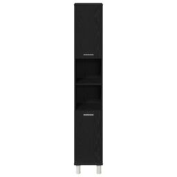 Berkfield Home Black Oak Bathroom Cabinet - 30x30x179 cm, Made of Engineered Wood - Size: 30 x 30 x 179 cm - thumbnail 7