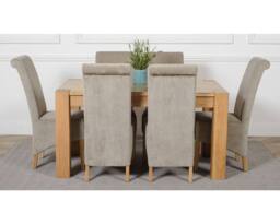 Thats Furniture Kuba 150 x 85 cm Chunky Medium Oak Dining Table & 6 Montana Fabric Chairs in Grey - thumbnail 2