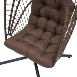 Living and Home Swing Hanging Egg Chair with Cushion and Headrest in Brown - thumbnail 7