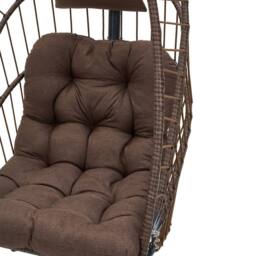 Living and Home Swing Hanging Egg Chair with Cushion and Headrest in Brown - thumbnail 6