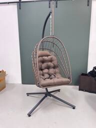 Living and Home Swing Hanging Egg Chair with Cushion and Headrest in Brown - thumbnail 2
