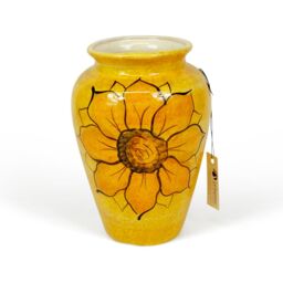 Verano Spanish Ceramics Sunflower Hand Painted Ceramic Yellow Hoem Decor Small Vase 24cm