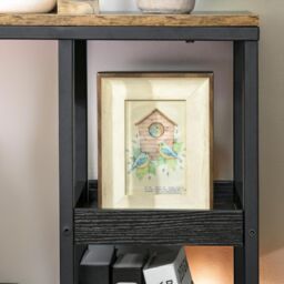Pirlo Plush Industrial C Shaped Side Table 3-Tier With Wheels in Brown - thumbnail 4