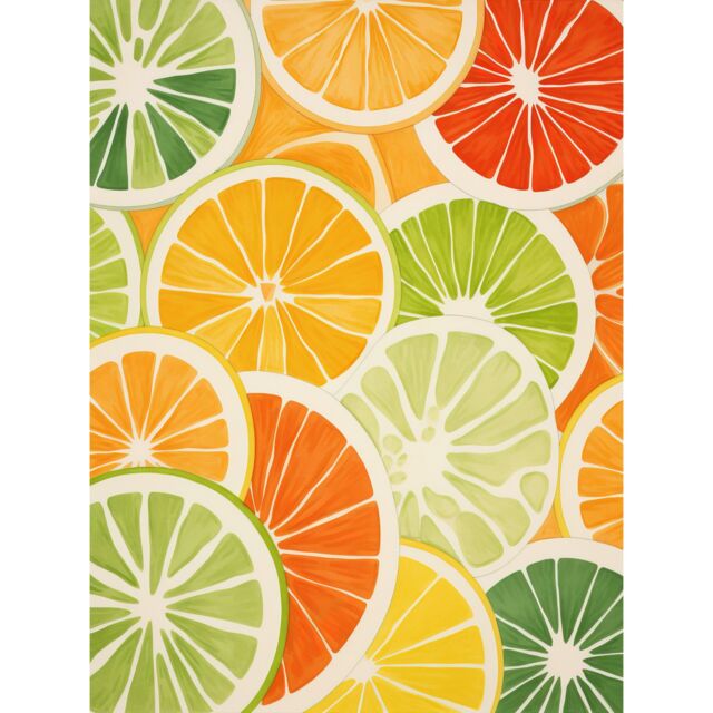 "Artery8 Wall Art Print Slices of Limes Oranges & Grapefruit Bright Watercolour Painting Kitchen Artwork Poster - Size: W18"" x H24""" - image 1