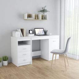 Berkfield Home Desk White 140x50x76 cm Engineered Wood - Size: 140 x 50 x 76 cm