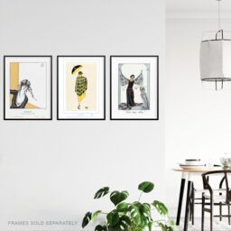 Artery8 Wall Art Print French Fashion Art Nouveau Vintage 1920s Paris Set Of 3 s Bathroom Bedroom Aesthetic Dressing Room A4 - thumbnail 3