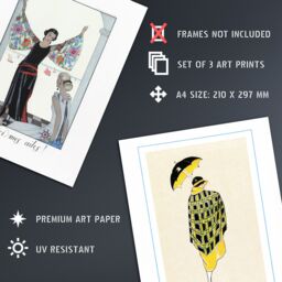 Artery8 Wall Art Print French Fashion Art Nouveau Vintage 1920s Paris Set Of 3 s Bathroom Bedroom Aesthetic Dressing Room A4 - thumbnail 4