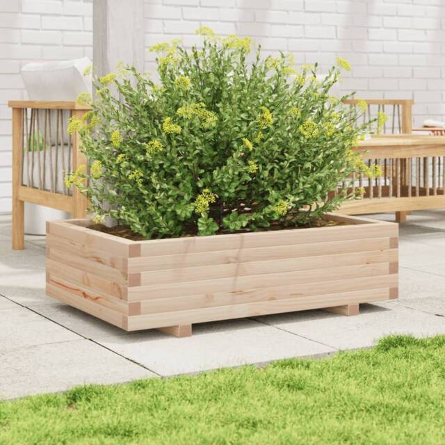Berkfield Home Decorative Garden Planter 90x60x26.5 cm Solid Wood Pine in Light Tan - image 1