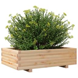 Berkfield Home Decorative Garden Planter 90x60x26.5 cm Solid Wood Pine in Light Tan - thumbnail 4