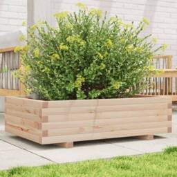 Berkfield Home Decorative Garden Planter 90x60x26.5 cm Solid Wood Pine in Light Tan - thumbnail 2