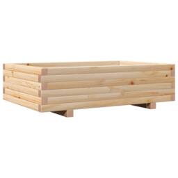Berkfield Home Decorative Garden Planter 90x60x26.5 cm Solid Wood Pine in Light Tan - thumbnail 3
