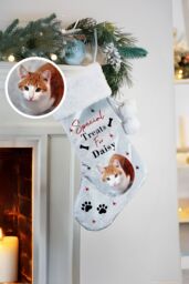 Personalised Memento Company Personalised Photo Upload Dog Christmas Stocking in Grey - thumbnail 3