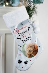 Personalised Memento Company Personalised Photo Upload Dog Christmas Stocking in Grey - thumbnail 4