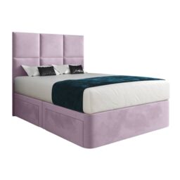 Casani Caprio Upholserted Floorstanding Headboard With Divan Bed Frame in Pink - Size: Double - thumbnail 5