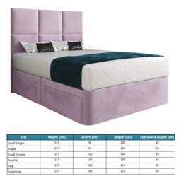 Casani Caprio Upholserted Floorstanding Headboard With Divan Bed Frame in Pink - Size: Double - thumbnail 4