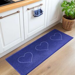 Nicoman PVC Spaghetti Heart Embossed Hallway Kitchen Entrance Runner Rug 150cm x 60cm in Blue - Size: 60 cm x 150 cm - thumbnail 1