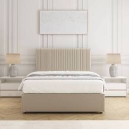 "BSSPOKE Florence Plush Velvet Divan Bed 24"" Headboard 4 Drawers & No Mattress in Cream - Size: King" - thumbnail 3