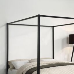 SlumberWorx Ashwell Modern Four 4 Poster Metal Bed Frame in Black - Size: Small Double - thumbnail 4
