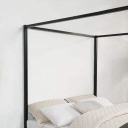SlumberWorx Ashwell Modern Four 4 Poster Metal Bed Frame in Black - Size: Small Double - thumbnail 3