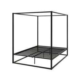 SlumberWorx Ashwell Modern Four 4 Poster Metal Bed Frame in Black - Size: Small Double - thumbnail 6